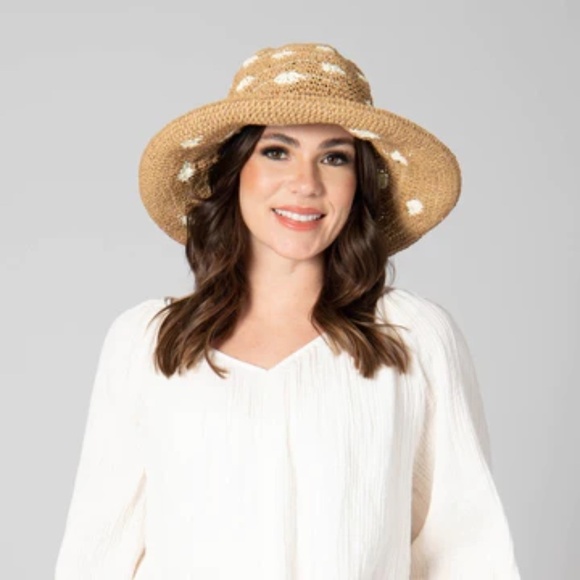 NWT Anthropologie Crochet Polk-A-Dot Bucket Hat - Picture 2 of 6